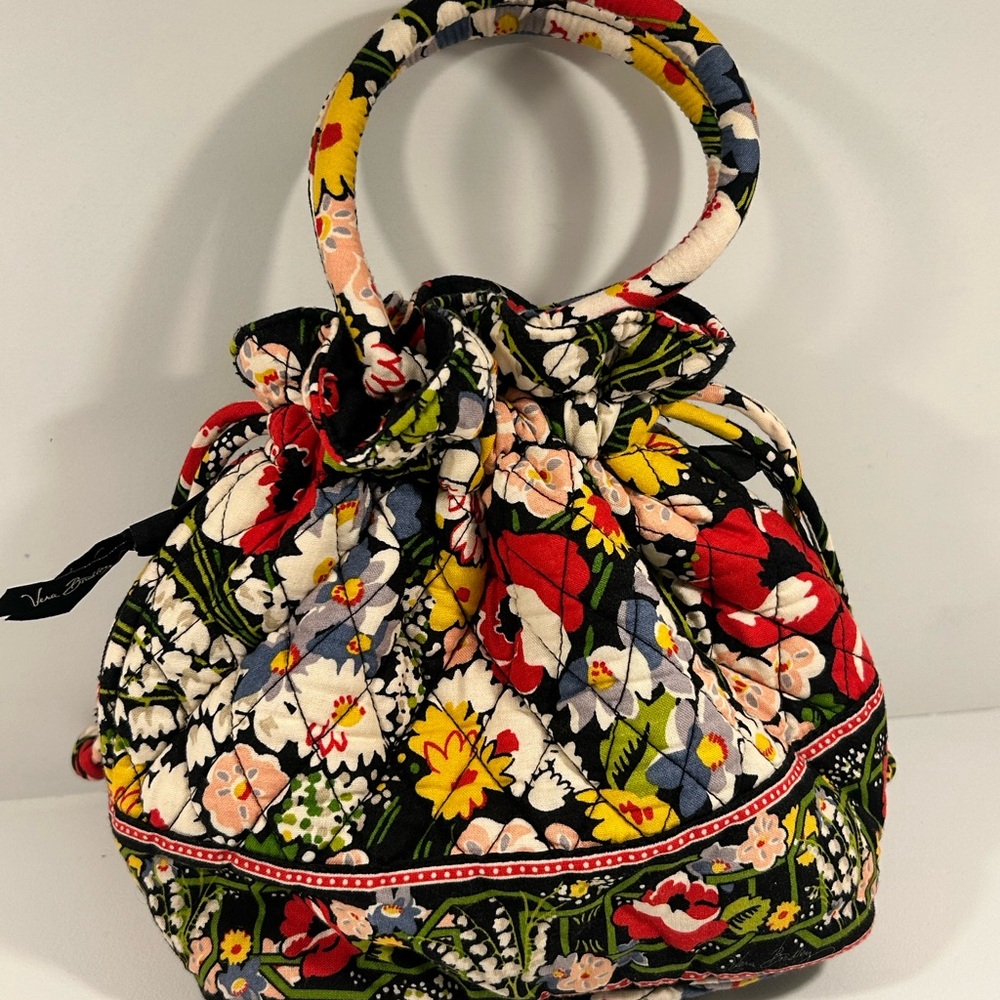 Vera Bradley Quilted Ring Handle Tote Floral Drawstring Bag Retired Pattern - Picture 2 of 12
